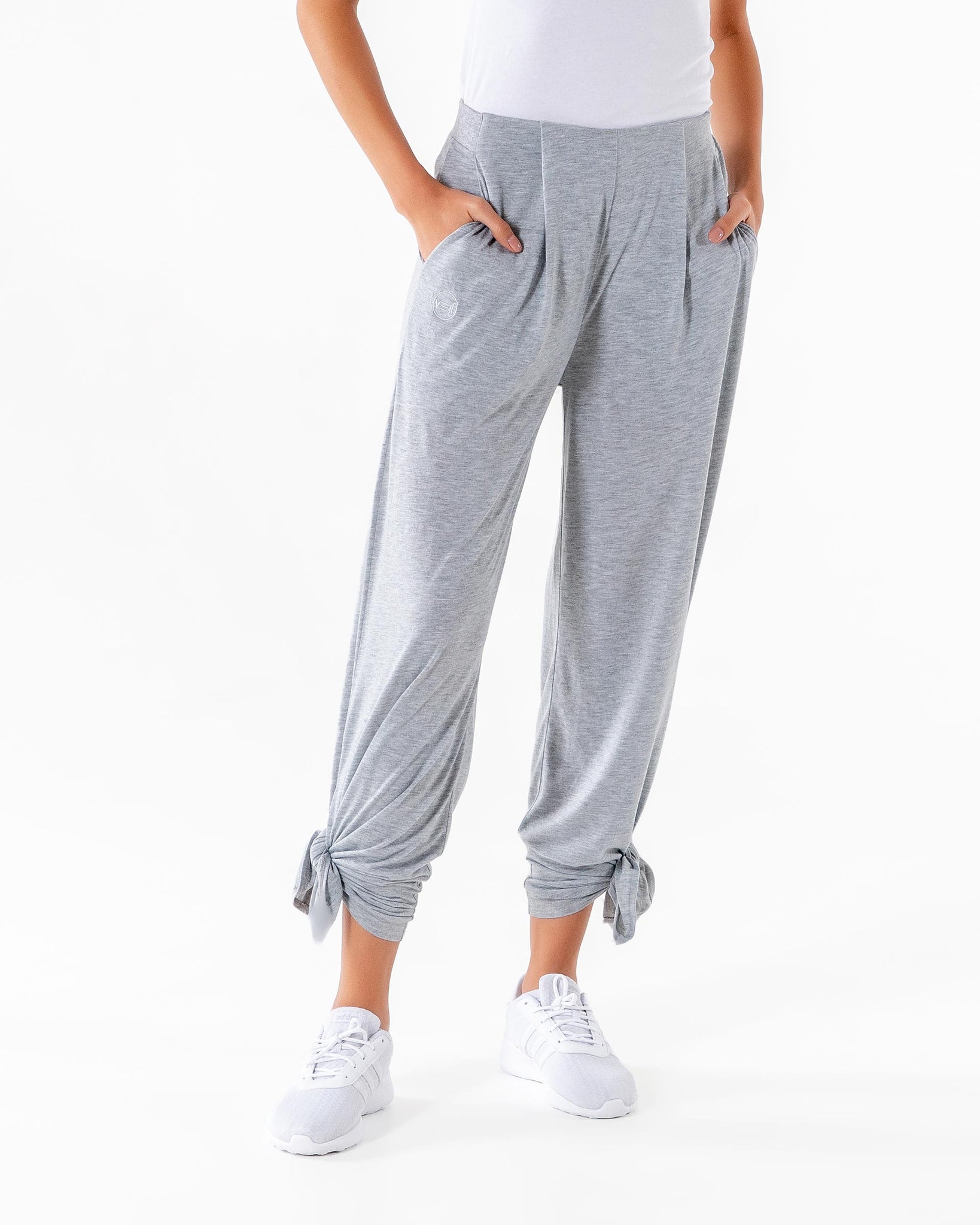 Swift Wide-Leg Sweatpant in light grey by Veil Garments. Modest activewear collection.