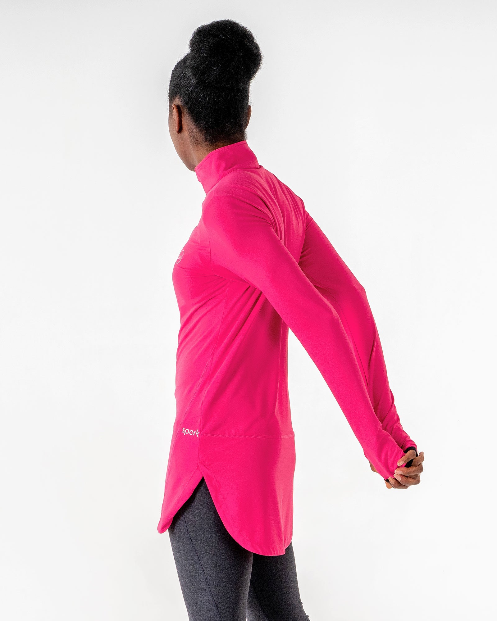 Spark Half-Zip in pink by Veil Garments. Modest activewear collection.