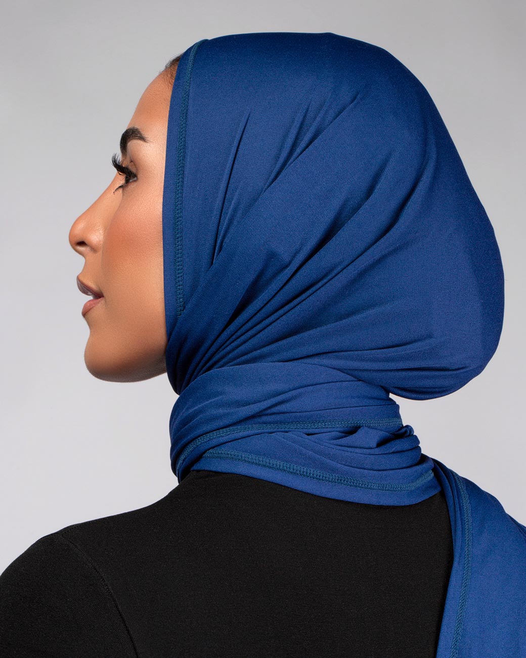 Cool Dry Shawl 2.0 in bold blue by Veil Garments. Sports hijab collection.