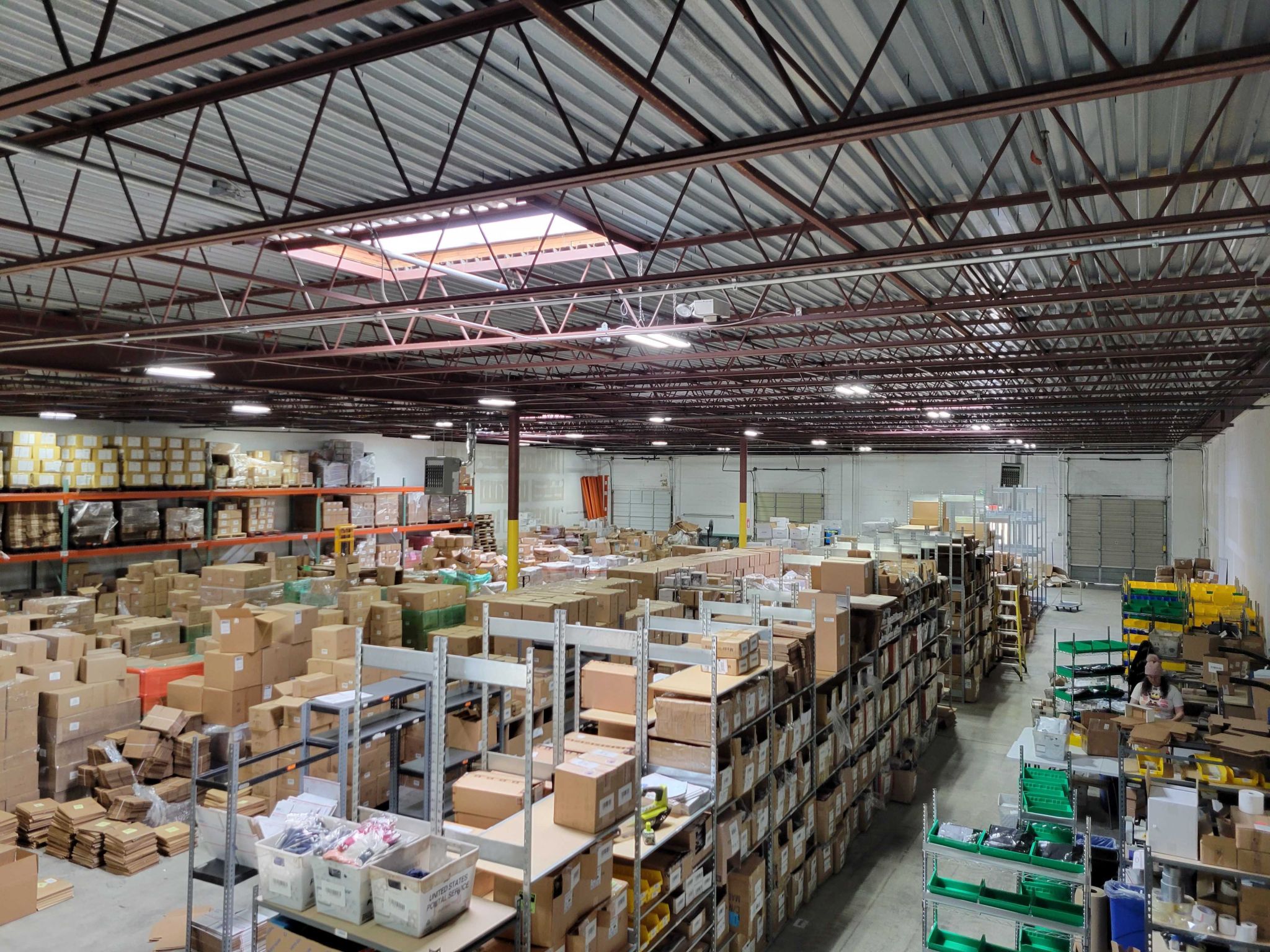 An overhead image of a New Jersey fulfillment facility which ships orders for Veil Garments