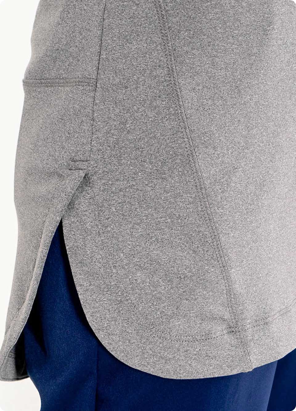 Veil Garments Spark Half-Zip features: Coverage panels keep modesty intact without the ride up