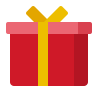 An image of a gift, wrapped in a yellow bow.