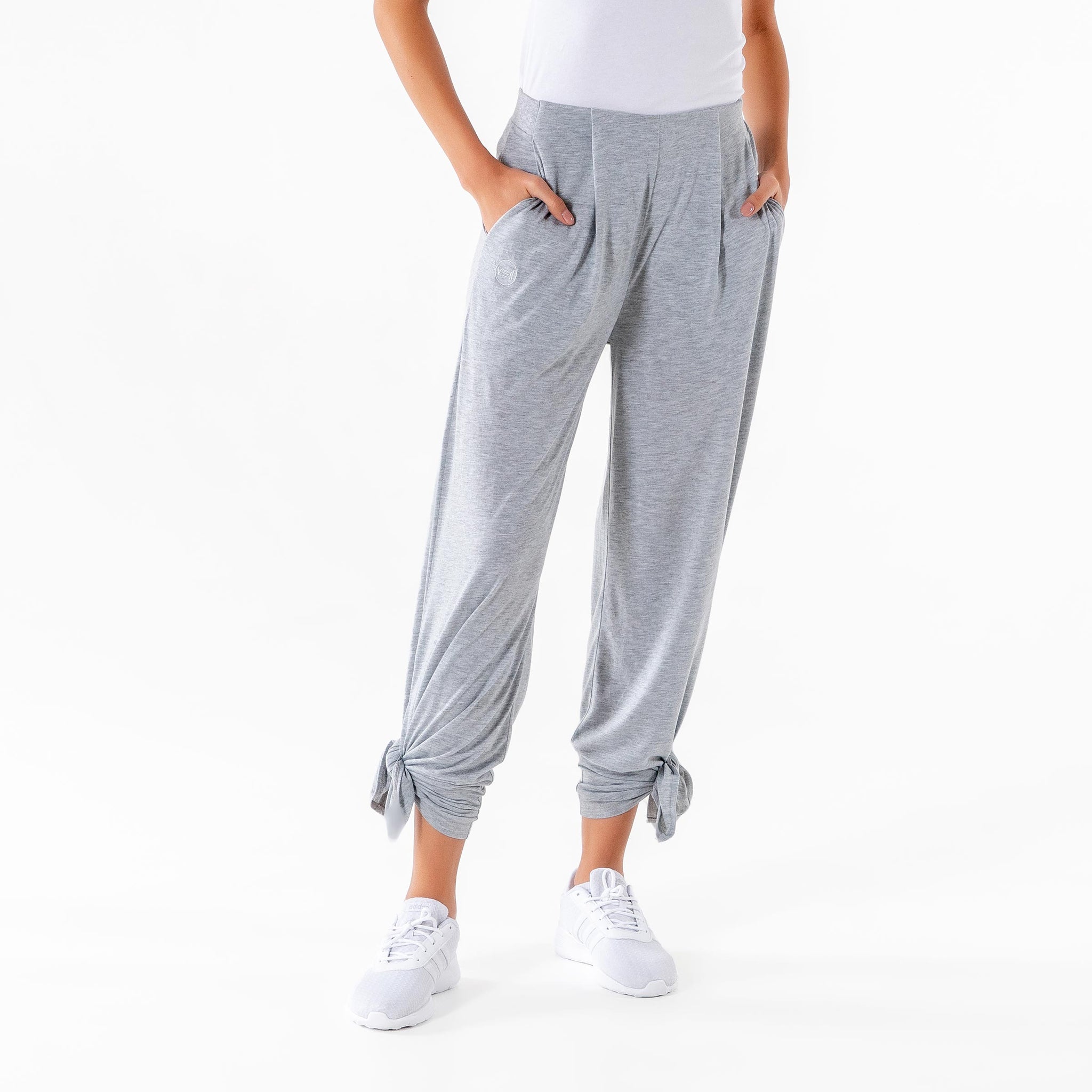 Swift Wide-Leg Sweatpant in light grey by Veil Garments. Modest activewear collection.