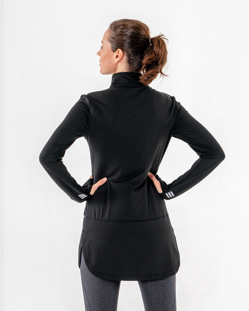 Spark Half-Zip in black by Veil Garments. Modest activewear collection.

#color_black