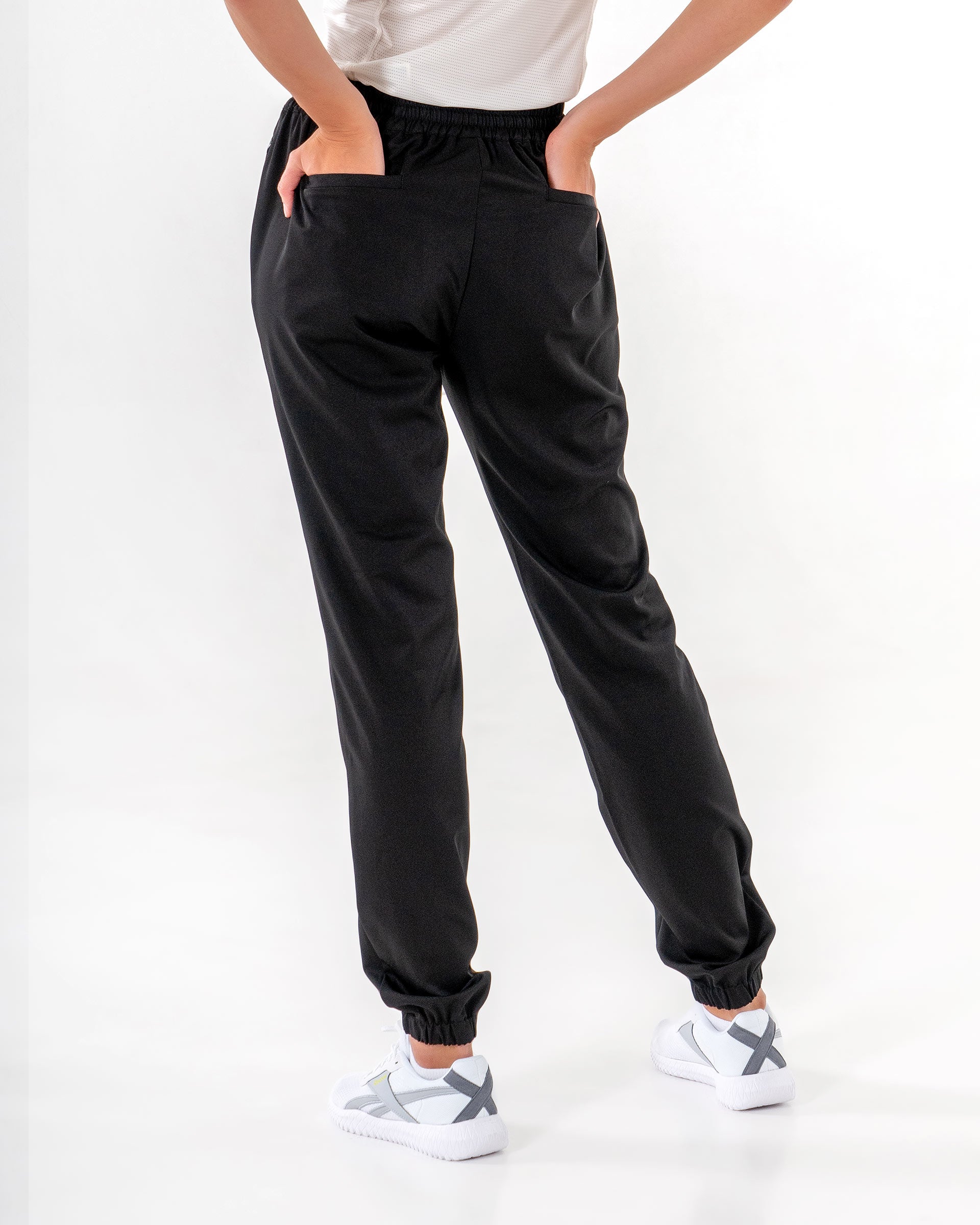 Glider Drawstring Jogger in Black by Veil Garments. Modest activewear collection.

#color_black