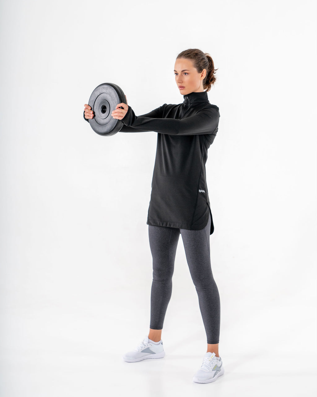 Spark Half-Zip in black by Veil Garments. Modest activewear collection.

#color_black