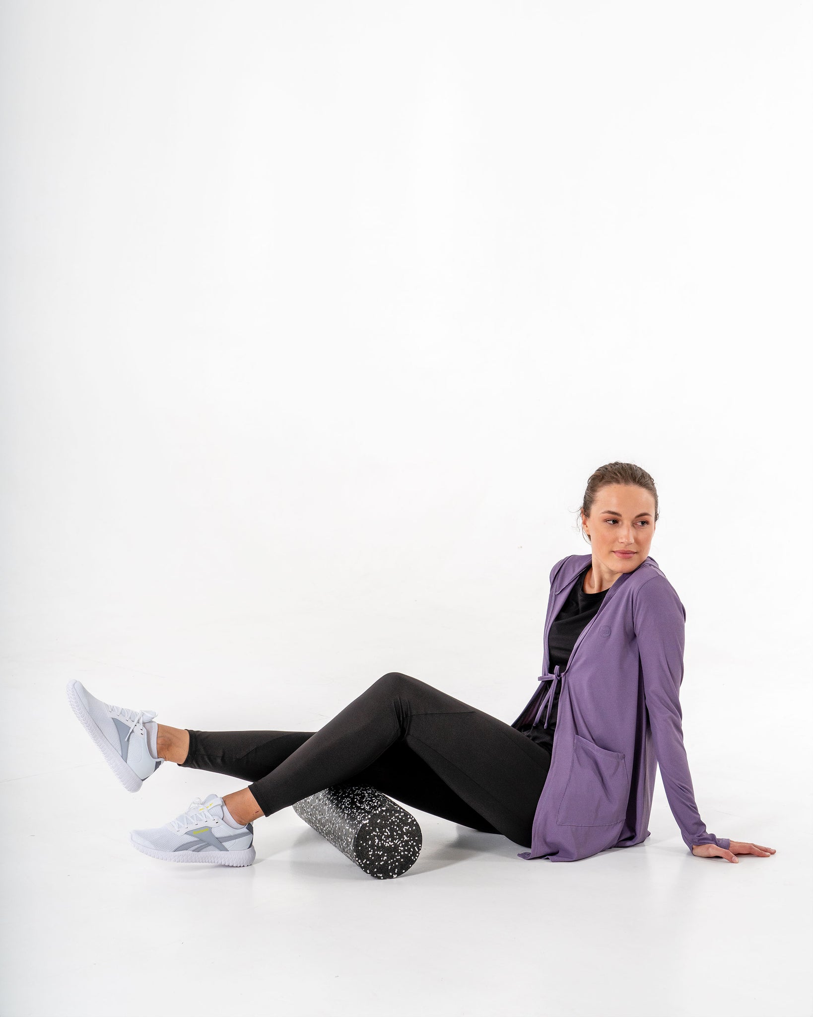 Move It Cardigan in lavender by Veil Garments. Modest activewear collection.