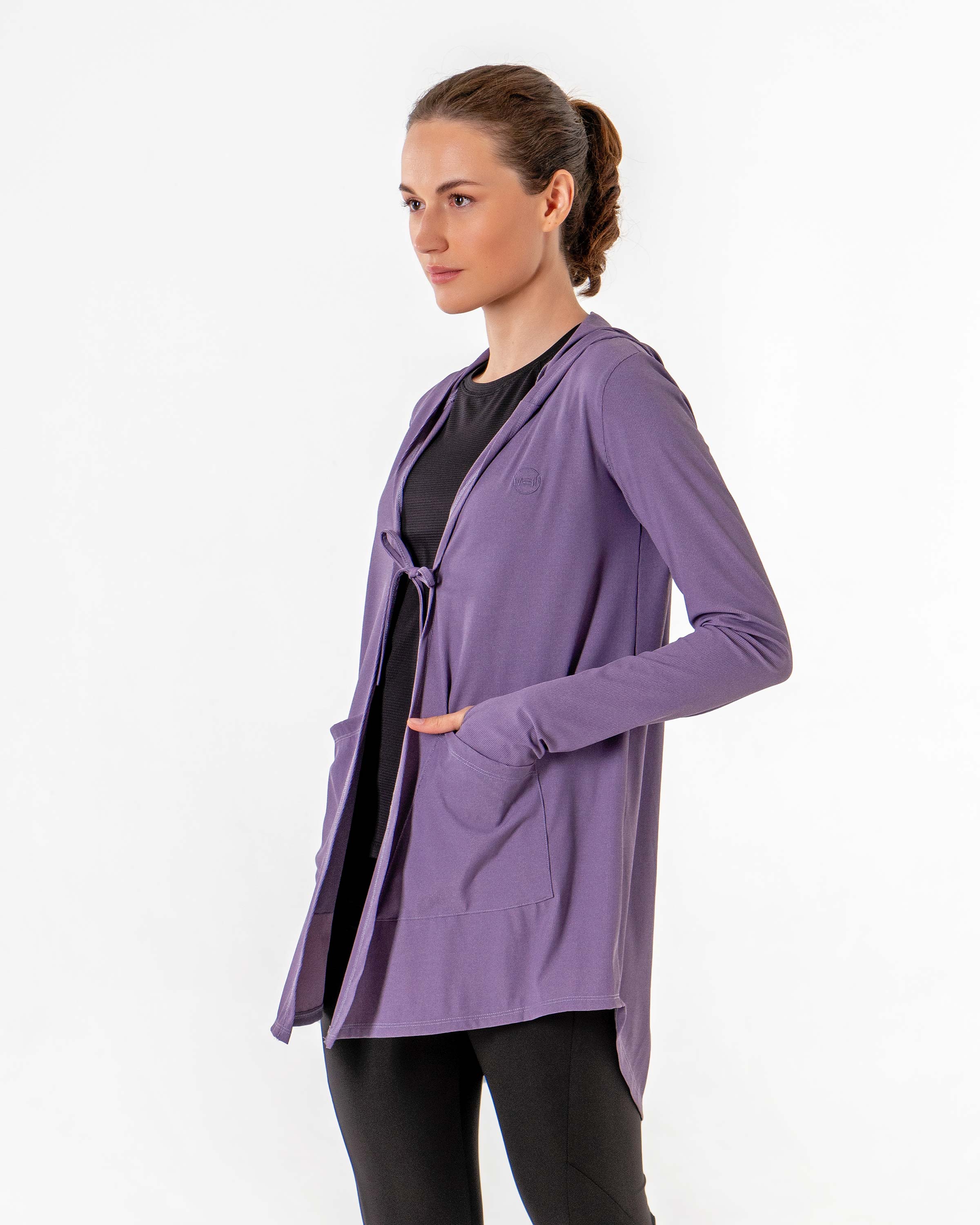 Move It Cardigan in lavender by Veil Garments. Modest activewear collection.

#color_lavender