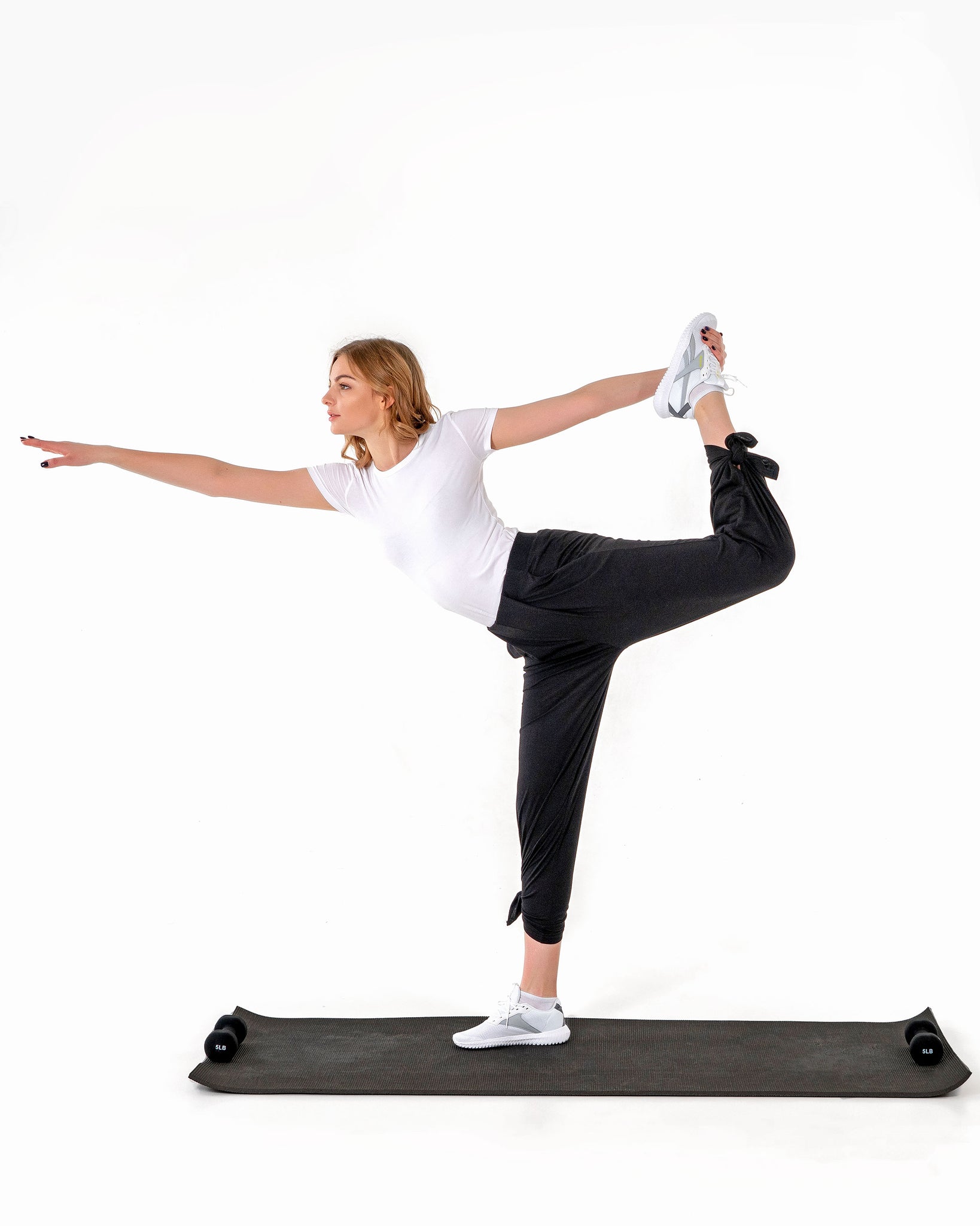 Swift Wide-Leg Sweatpant in black by Veil Garments. Modest activewear collection.