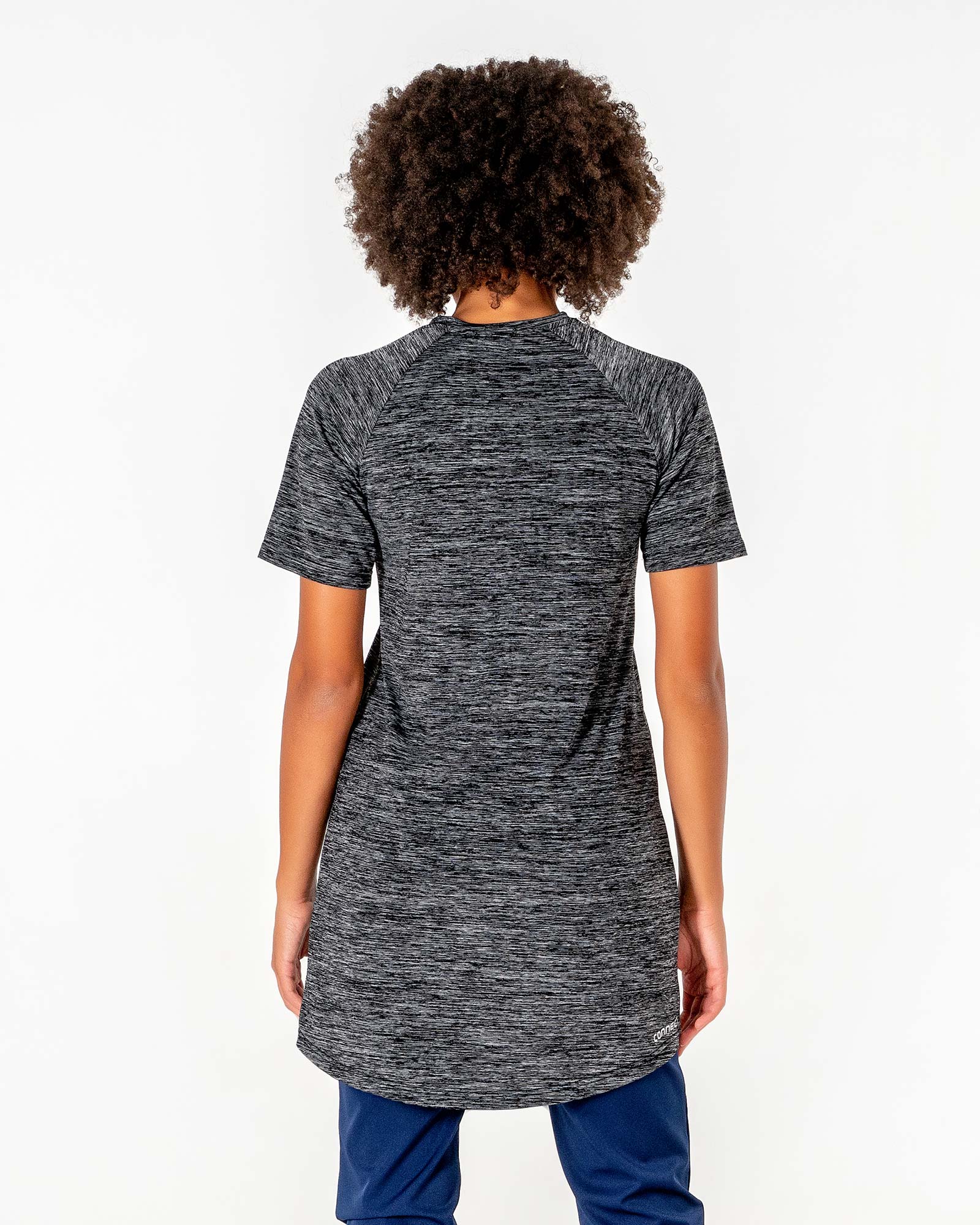 Connect T-Shirt Dress in Black by Veil Garments. Modest activewear collection.