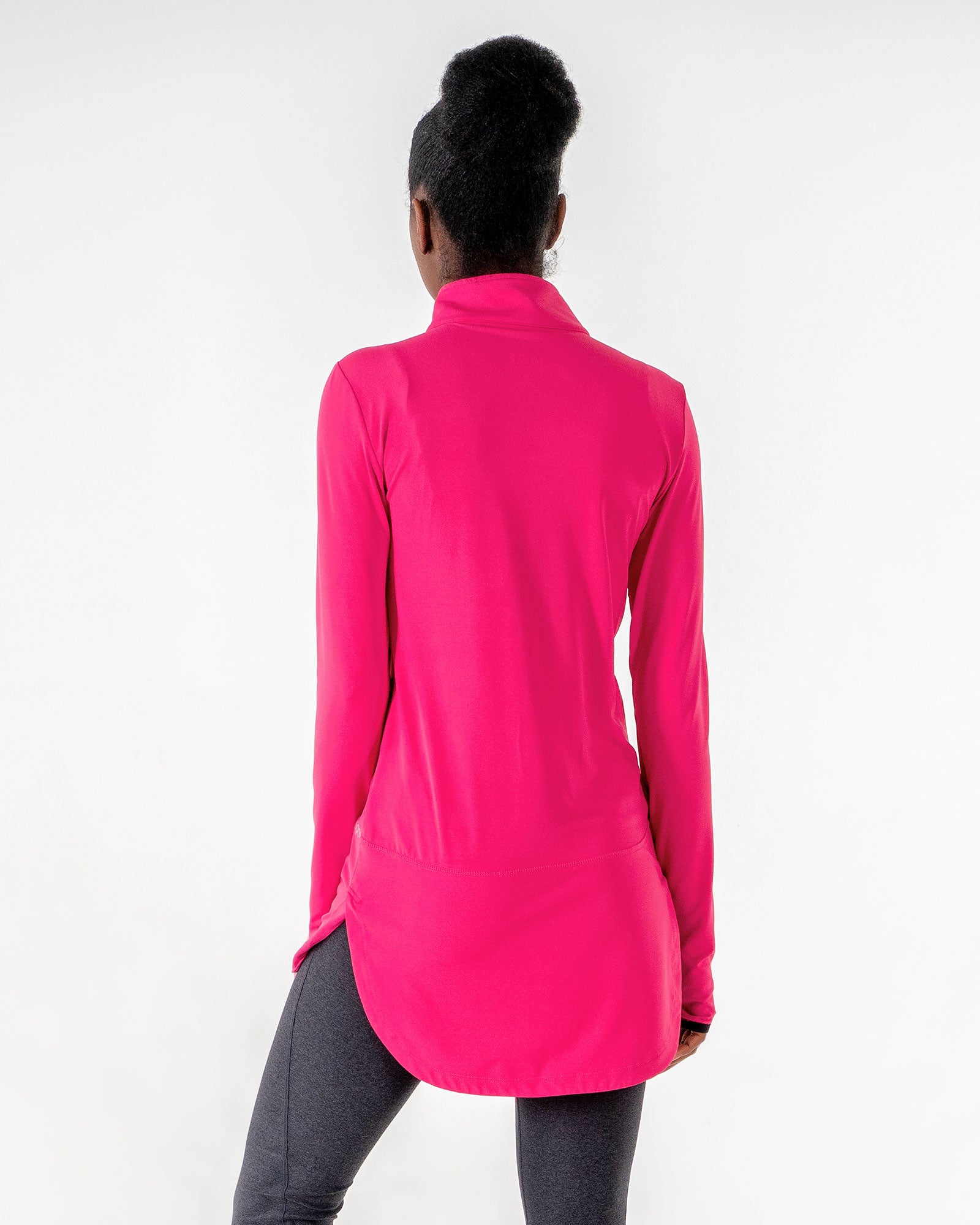 Spark Half-Zip in pink by Veil Garments. Modest activewear collection.