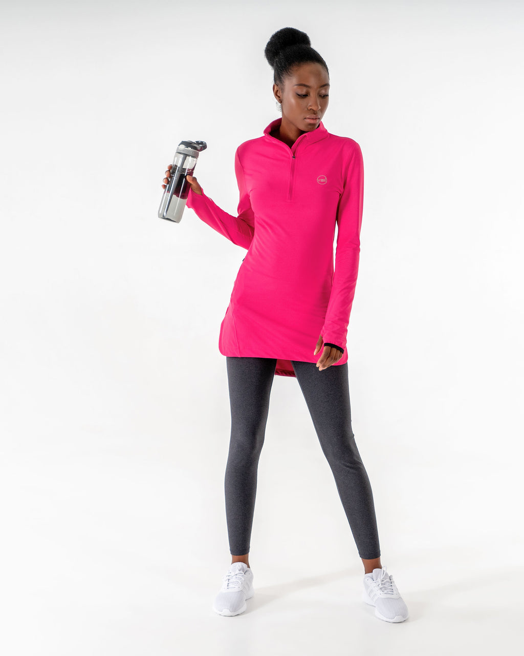 Spark Half-Zip in pink by Veil Garments. Modest activewear collection.

#color_pink