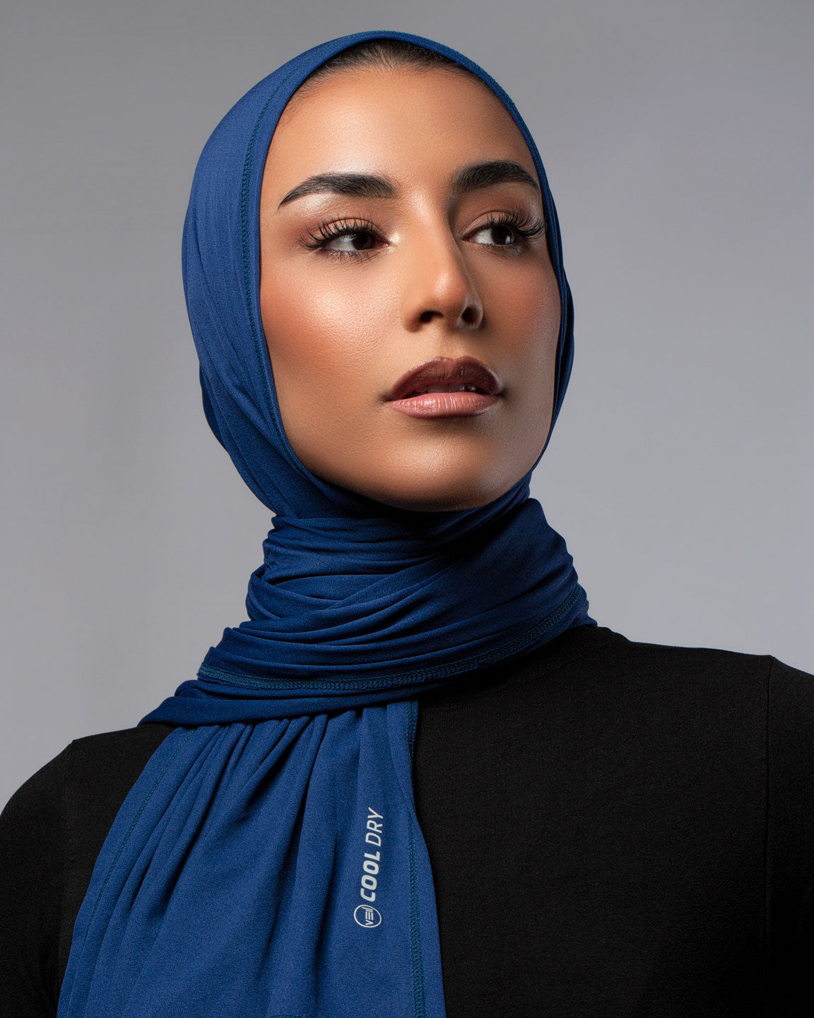 Cool Dry Shawl 2.0 in bold blue by Veil Garments. Sports hijab collection.